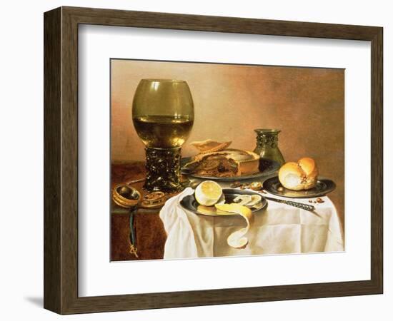 Breakfast Still Life with Roemer, Meat Pie, Lemon and Bread, 1640-Pieter Claesz-Framed Giclee Print