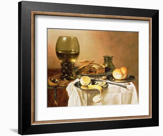 Breakfast Still Life with Roemer, Meat Pie, Lemon and Bread, 1640-Pieter Claesz-Framed Giclee Print