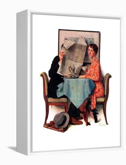 "Breakfast Table" or "Behind the Newspaper", August 23,1930-Norman Rockwell-Framed Premier Image Canvas