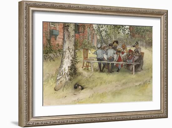 Breakfast under the Big Birch, from 'A Home' series, c.1895-Carl Larsson-Framed Giclee Print