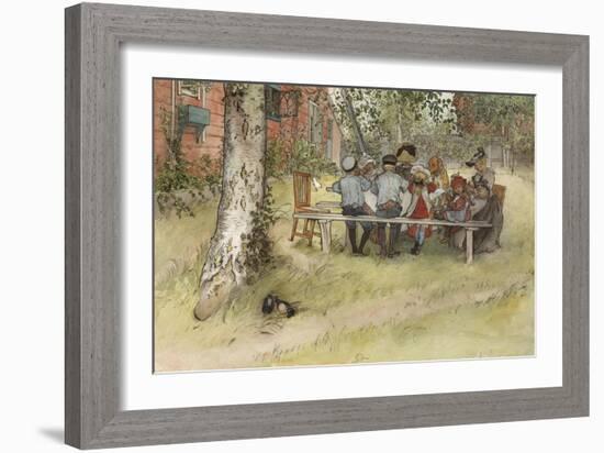 Breakfast under the Big Birch, from 'A Home' series, c.1895-Carl Larsson-Framed Giclee Print