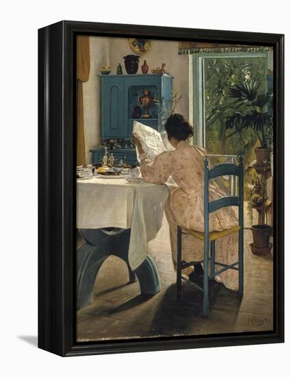 Breakfast with the Morning Newspaper, 1898-Laurits Andersen Ring-Framed Premier Image Canvas