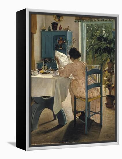 Breakfast with the Morning Newspaper, 1898-Laurits Andersen Ring-Framed Premier Image Canvas