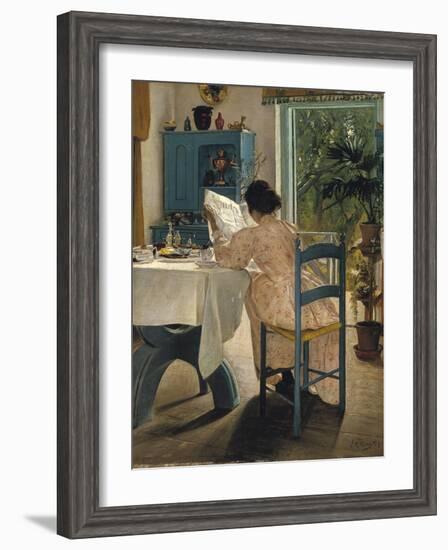 Breakfast with the Morning Newspaper, 1898-Laurits Andersen Ring-Framed Premium Giclee Print