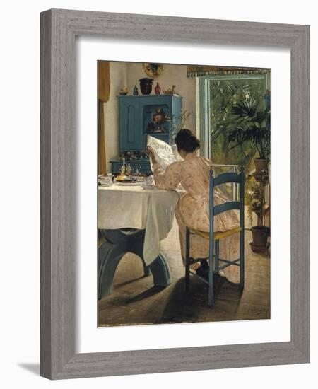 Breakfast with the Morning Newspaper, 1898-Laurits Andersen Ring-Framed Giclee Print