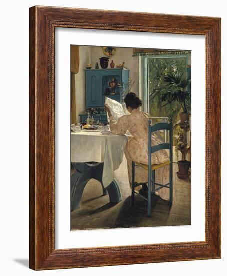 Breakfast with the Morning Newspaper, 1898-Laurits Andersen Ring-Framed Giclee Print