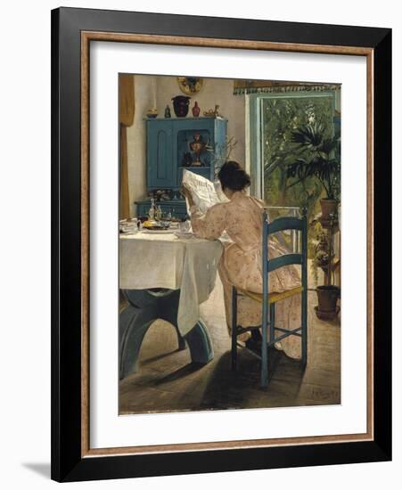 Breakfast with the Morning Newspaper, 1898-Laurits Andersen Ring-Framed Giclee Print