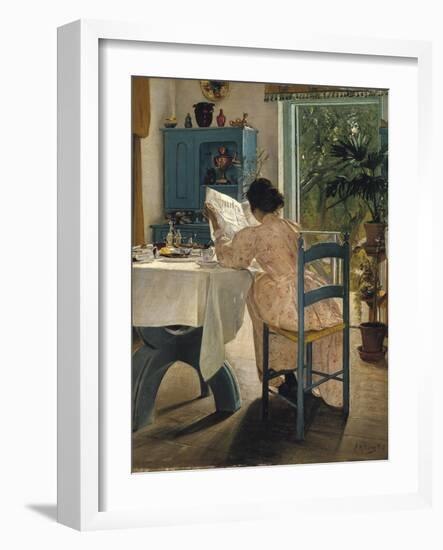 Breakfast with the Morning Newspaper, 1898-Laurits Andersen Ring-Framed Giclee Print