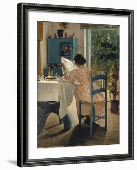 Breakfast with the Morning Newspaper, 1898-Laurits Andersen Ring-Framed Giclee Print