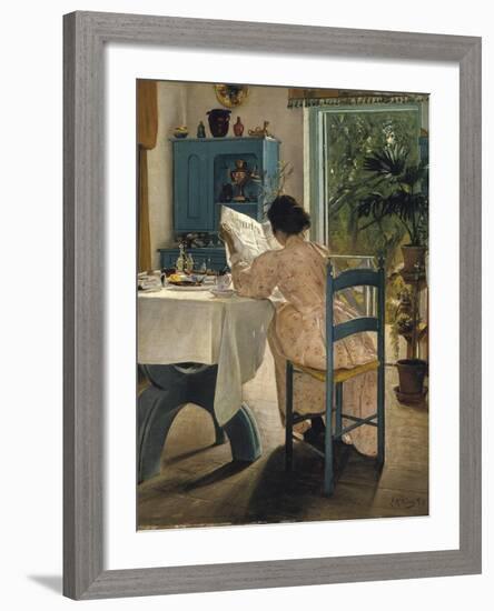 Breakfast with the Morning Newspaper, 1898-Laurits Andersen Ring-Framed Giclee Print