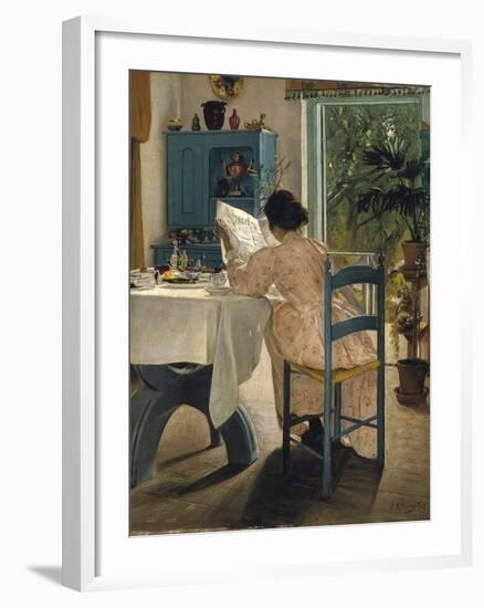 Breakfast with the Morning Newspaper, 1898-Laurits Andersen Ring-Framed Giclee Print