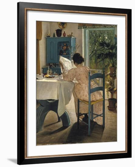 Breakfast with the Morning Newspaper, 1898-Laurits Andersen Ring-Framed Giclee Print