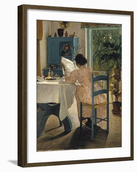 Breakfast with the Morning Newspaper, 1898-Laurits Andersen Ring-Framed Giclee Print