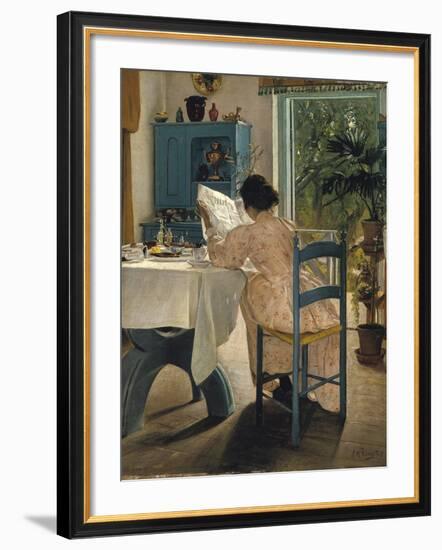 Breakfast with the Morning Newspaper, 1898-Laurits Andersen Ring-Framed Giclee Print