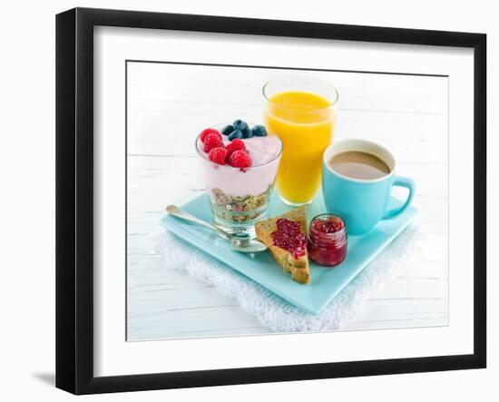 Breakfast With Yoghurt, Berries, Juice, Toast And Coffee-Anna-Mari West-Framed Premium Giclee Print