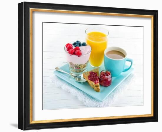 Breakfast With Yoghurt, Berries, Juice, Toast And Coffee-Anna-Mari West-Framed Premium Giclee Print