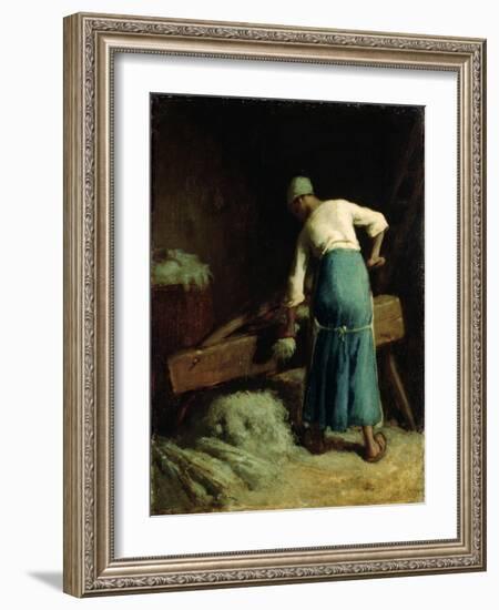 Breaking Flax, C.1850-51-Jean-François Millet-Framed Giclee Print