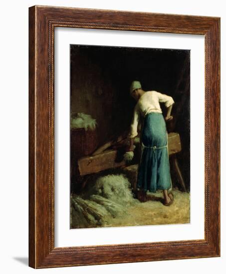 Breaking Flax, C.1850-51-Jean-François Millet-Framed Giclee Print