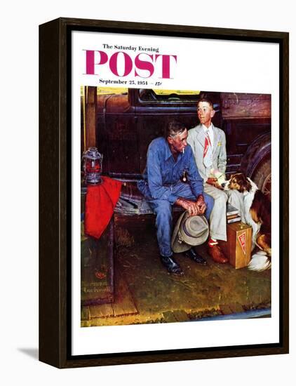 "Breaking Home Ties" Saturday Evening Post Cover, September 25,1954-Norman Rockwell-Framed Premier Image Canvas