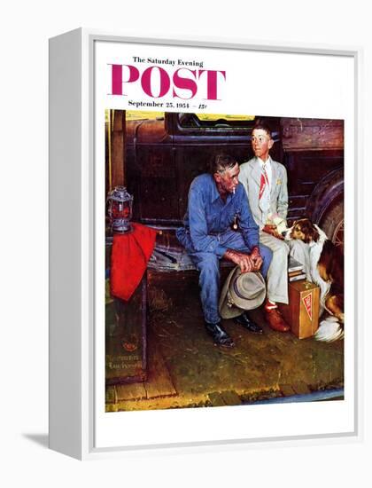 "Breaking Home Ties" Saturday Evening Post Cover, September 25,1954-Norman Rockwell-Framed Premier Image Canvas