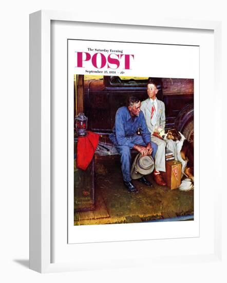 "Breaking Home Ties" Saturday Evening Post Cover, September 25,1954-Norman Rockwell-Framed Premium Giclee Print