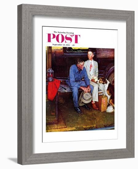 "Breaking Home Ties" Saturday Evening Post Cover, September 25,1954-Norman Rockwell-Framed Giclee Print