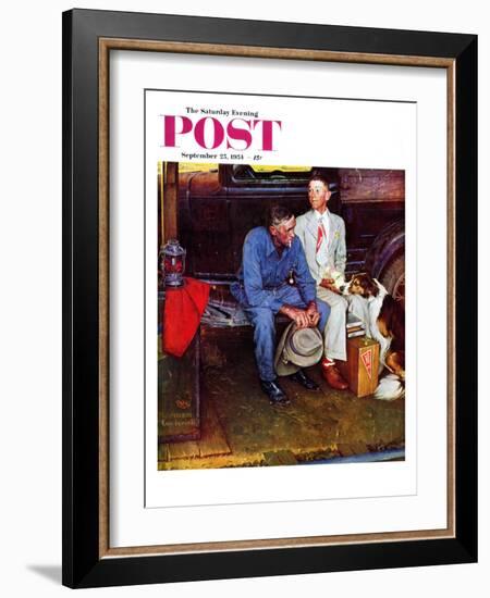 "Breaking Home Ties" Saturday Evening Post Cover, September 25,1954-Norman Rockwell-Framed Giclee Print