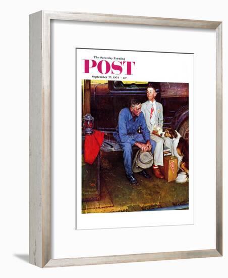 "Breaking Home Ties" Saturday Evening Post Cover, September 25,1954-Norman Rockwell-Framed Giclee Print