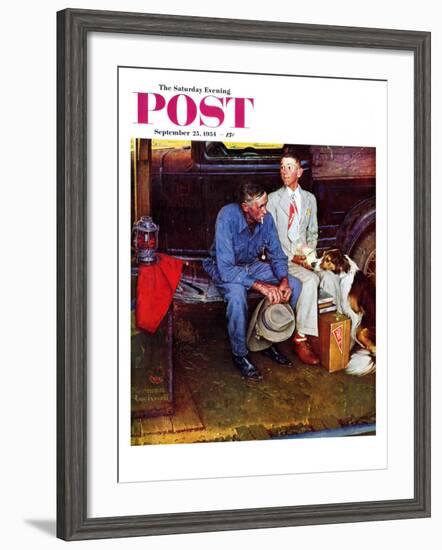 "Breaking Home Ties" Saturday Evening Post Cover, September 25,1954-Norman Rockwell-Framed Giclee Print