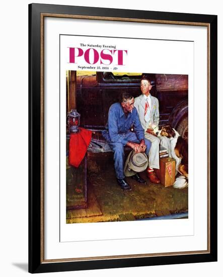 "Breaking Home Ties" Saturday Evening Post Cover, September 25,1954-Norman Rockwell-Framed Giclee Print