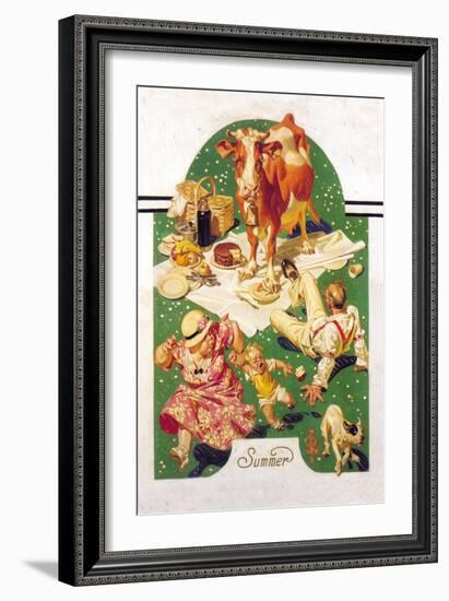 Breaking Up a Picnic-Joseph Christian Leyendecker-Framed Art Print