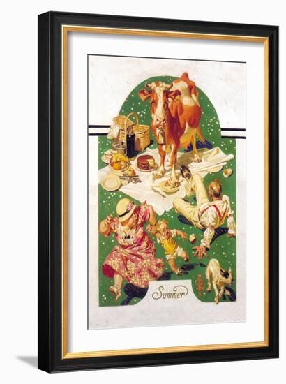 Breaking Up a Picnic-Joseph Christian Leyendecker-Framed Art Print