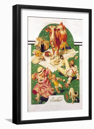 Breaking Up a Picnic-Joseph Christian Leyendecker-Framed Art Print