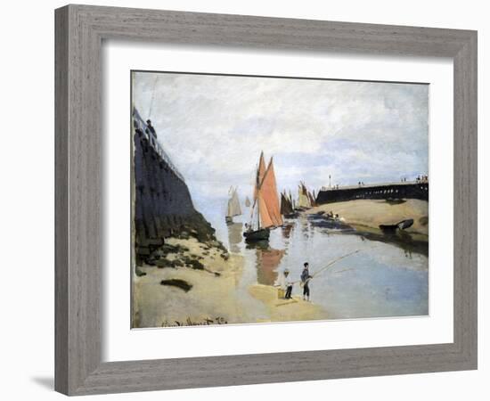 Breakwater at Trouville, Low Tide, 1870-Claude Monet-Framed Giclee Print