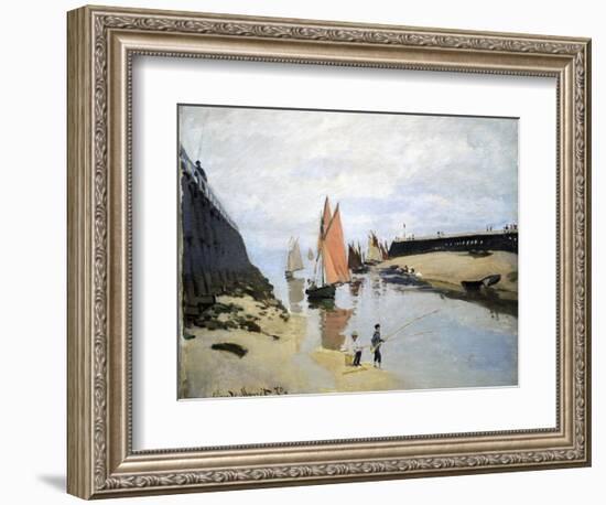 Breakwater at Trouville, Low Tide, 1870-Claude Monet-Framed Giclee Print