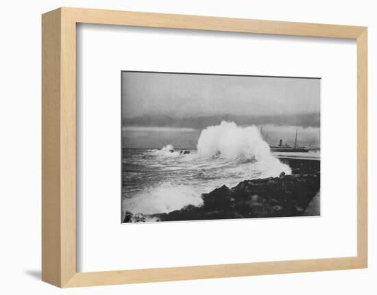 'Breakwater, Colombo, During S.-W. Monsoon', c1890 (1910)-Alfred William Amandus Plate-Framed Photographic Print