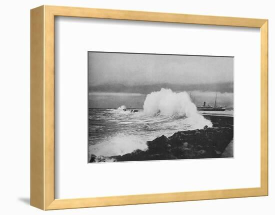 'Breakwater, Colombo, During S.-W. Monsoon', c1890 (1910)-Alfred William Amandus Plate-Framed Photographic Print