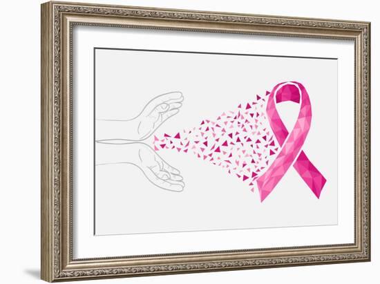 Breast Cancer Awareness Ribbon - Human Hands-cienpies-Framed Art Print