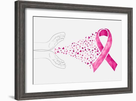 Breast Cancer Awareness Ribbon - Human Hands-cienpies-Framed Art Print