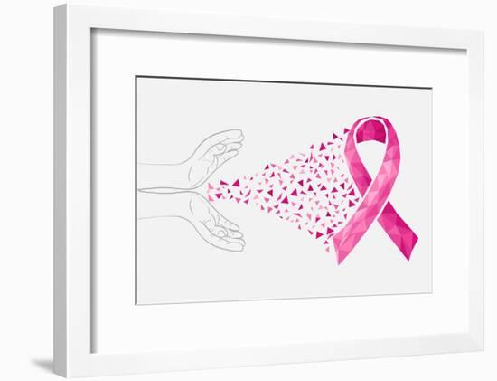 Breast Cancer Awareness Ribbon - Human Hands-cienpies-Framed Art Print