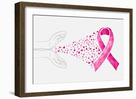 Breast Cancer Awareness Ribbon - Human Hands-cienpies-Framed Art Print