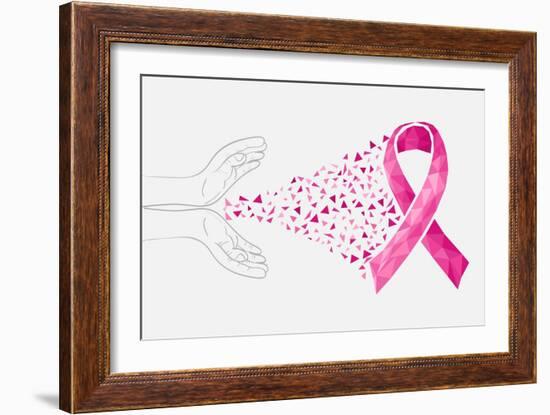 Breast Cancer Awareness Ribbon - Human Hands-cienpies-Framed Art Print