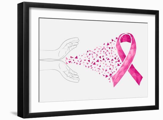 Breast Cancer Awareness Ribbon - Human Hands-cienpies-Framed Art Print