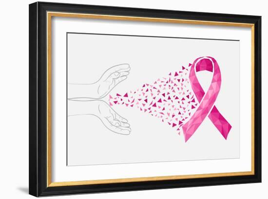 Breast Cancer Awareness Ribbon - Human Hands-cienpies-Framed Art Print