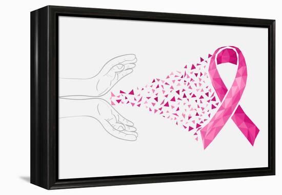 Breast Cancer Awareness Ribbon - Human Hands-cienpies-Framed Stretched Canvas