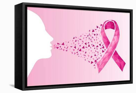 Breast Cancer Awareness Ribbon - Woman's Face-cienpies-Framed Stretched Canvas