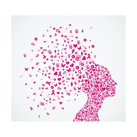 Breast Cancer Awareness Ribbon Woman S Head Art Print Cienpies Art Com