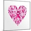 Breast Cancer Awareness Ribbon - Women Heart Shape-cienpies-Mounted Art Print
