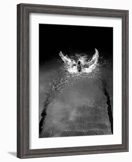 Breast Stroke Champion of Joe Verdeur Doing Butterfly Stroke-Gjon Mili-Framed Photographic Print