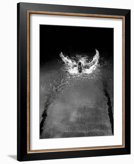 Breast Stroke Champion of Joe Verdeur Doing Butterfly Stroke-Gjon Mili-Framed Photographic Print